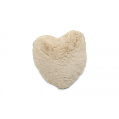 Fluffy heart beige - pute i fuskepels