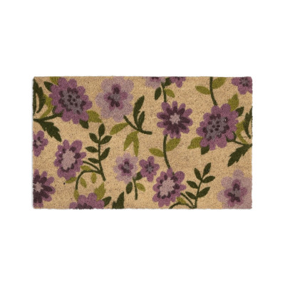 Ruco print Flowers purple - dørmatte i kokos
