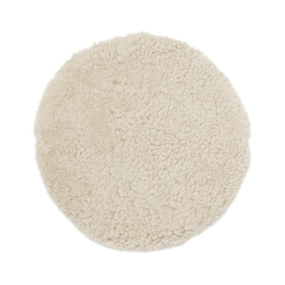 Curly pad beige - rund stolpute i krøllete saueskinn med polstring
